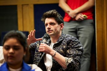 Photo of a male member of the audience asking a question at Anat Admati's book launch at LSE on 9th May 2024