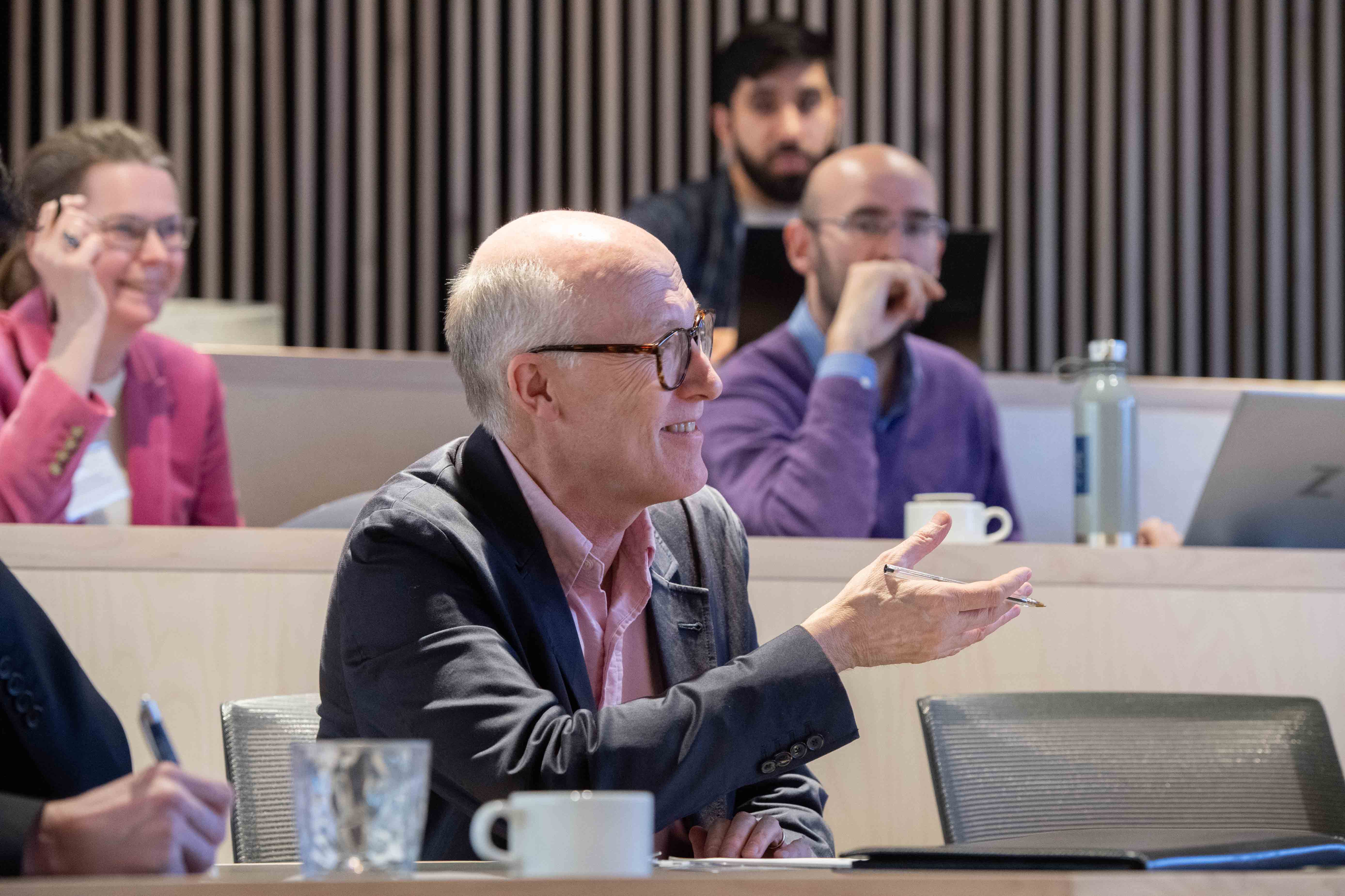 Tim Besley asking a question at The Political Economy of Reform